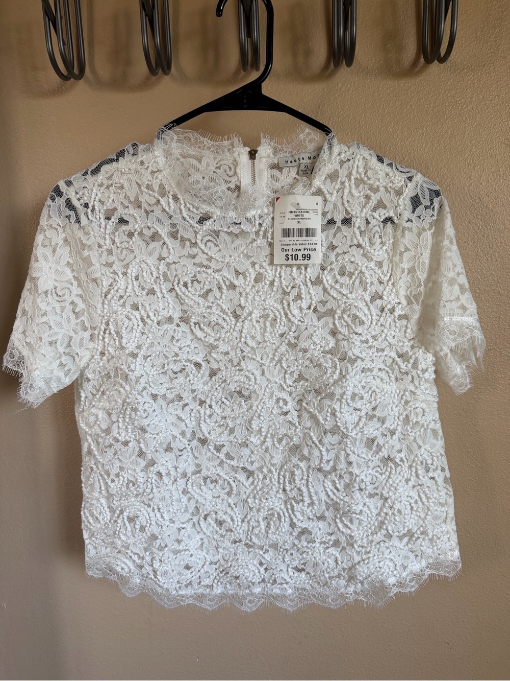 Mossimo Supply Co. White Floral Lace Short Sleeve Top